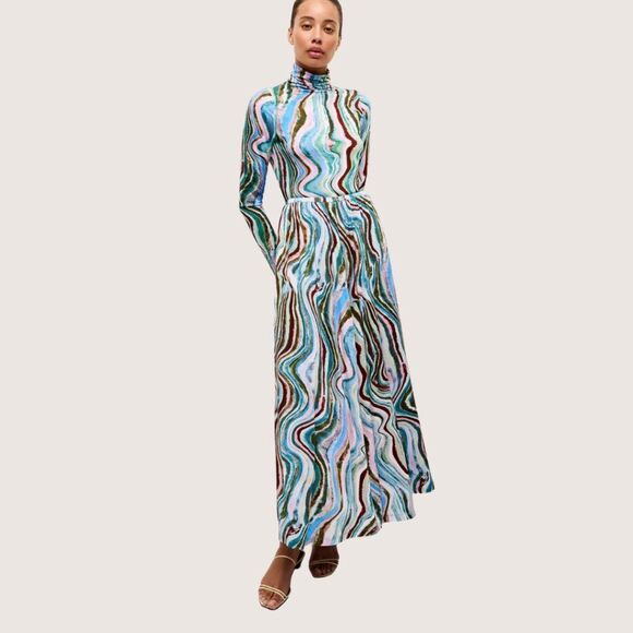 Marie Oliver Second Skin Blue Midi Maxi Skirt - Picture 1 of 4